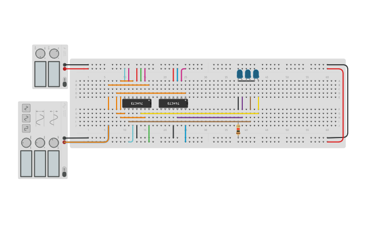 Circuit design LAB 12 A - 3 BIT DOWN COUNTER - Tinkercad