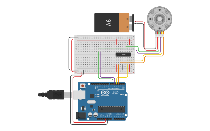 Circuit design Step Motor - Tinkercad