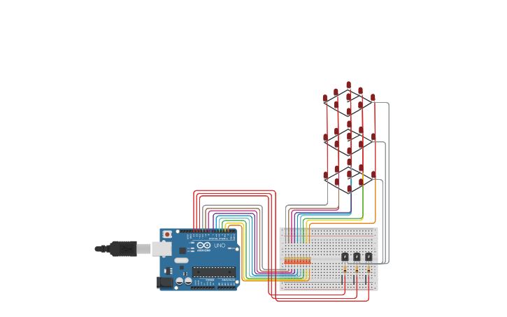 Circuit design LED CUBE - Tinkercad