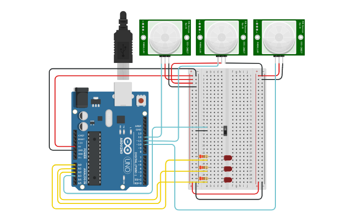 Circuit design Danger Notifier - Tinkercad