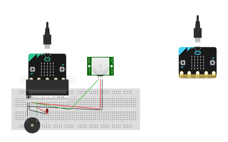 Circuit design micro:bit - Motion Detector with LED Indicator - Tinkercad
