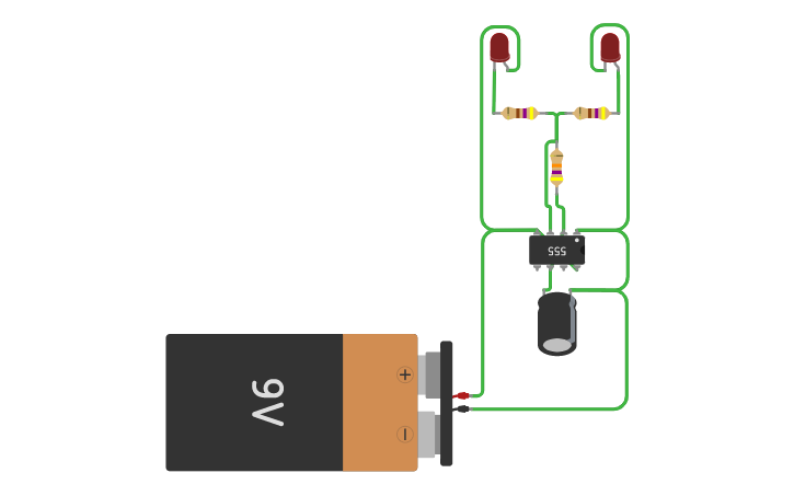 Circuit design 555 Timer Blinking Circuit - Tinkercad