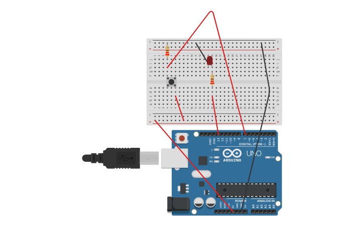 Circuit design Apagar y encender un LED - Tinkercad