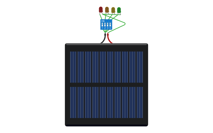 Circuit design Solar Panel LED DIP Switch x 4 - Tinkercad