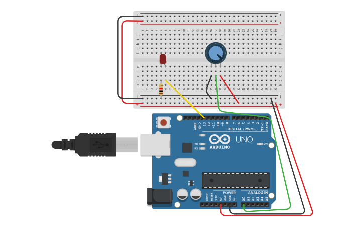 Circuit design Potentiometer - Tinkercad