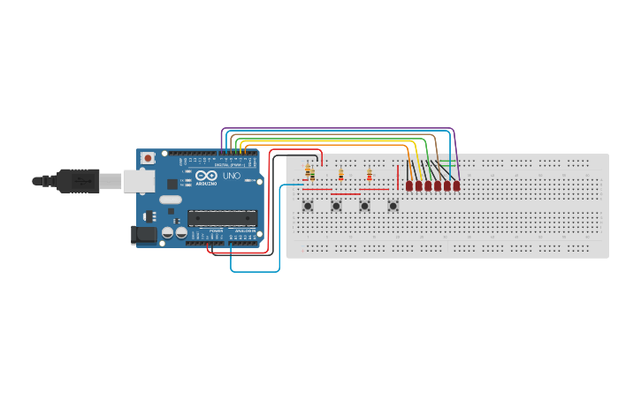 Circuit design Arduino Multiple Buttons - Tinkercad