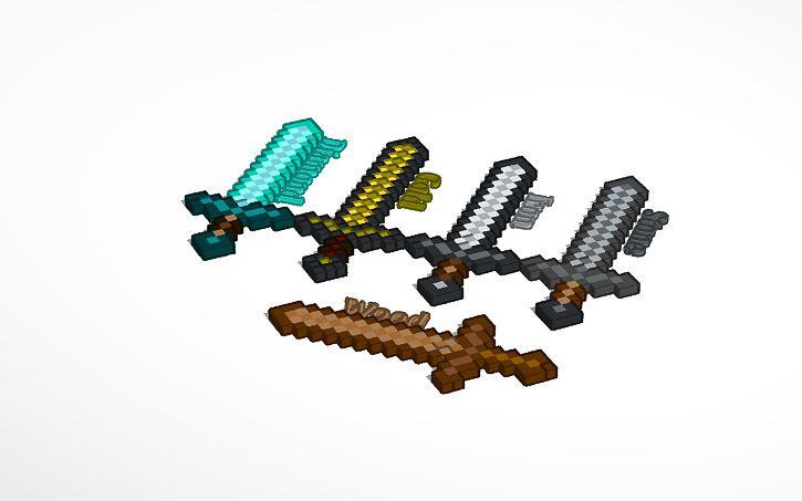 Minecraft Detailed Sword Design 3D design Minecraft Sword'S - Tinkercad