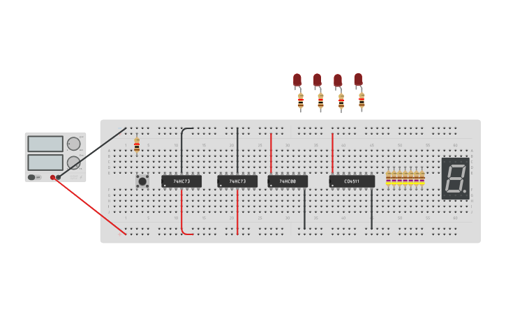 Counter Moduli 10 Circuit design Modulo 10 Counter Asinkron - Tinkercad