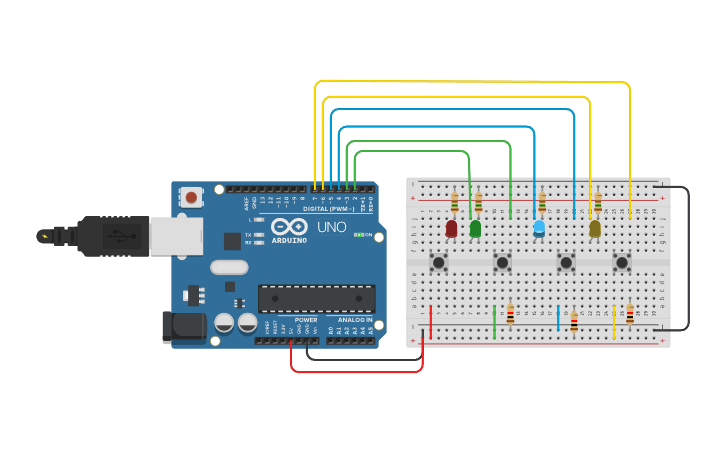 Circuit design push button - Tinkercad