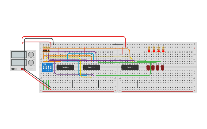 Circuit design 1x4 Demultiplexer - Tinkercad