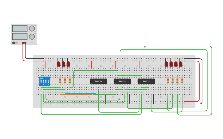 Circuit design 1:4 DEMUX - Tinkercad