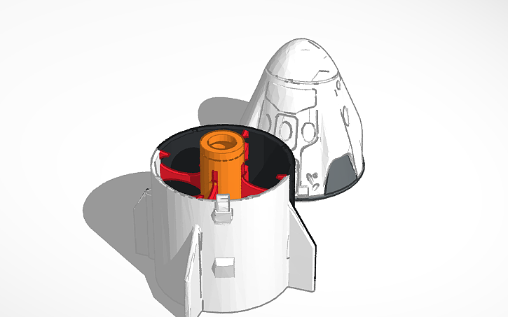 3D design Crew Dragon flyable model for 18mm motor - Tinkercad