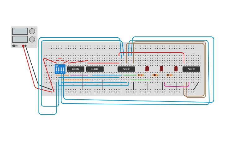 Circuit design 4x2 encoder final - Tinkercad