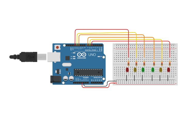 Circuit design SEMAFORO CON ARDUINO - Tinkercad