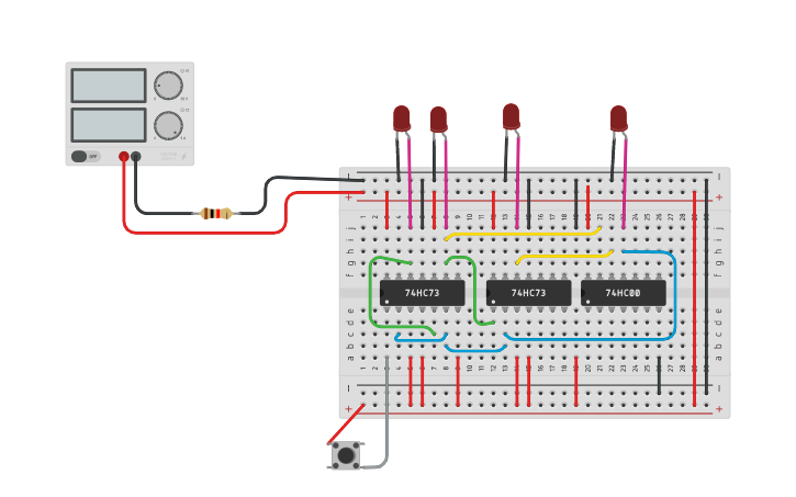 Circuit design Mod 6 Counter Tinkercad