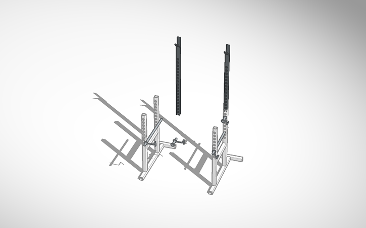Solidworks Squat Rack 3D design Squat rack with pin safety and adjustable uprights - Tinkercad