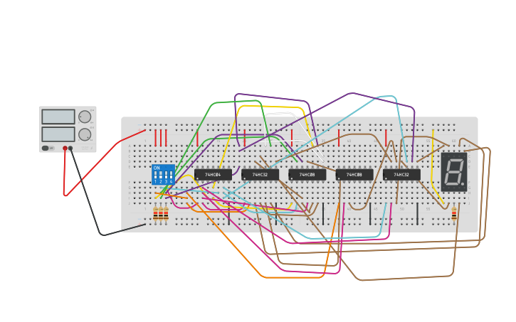 Circuit design 7 segment - Tinkercad