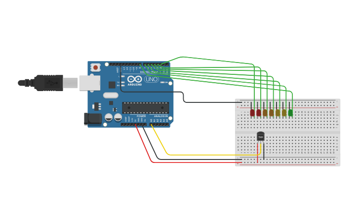 Circuit design LM35 LED Bar - Tinkercad