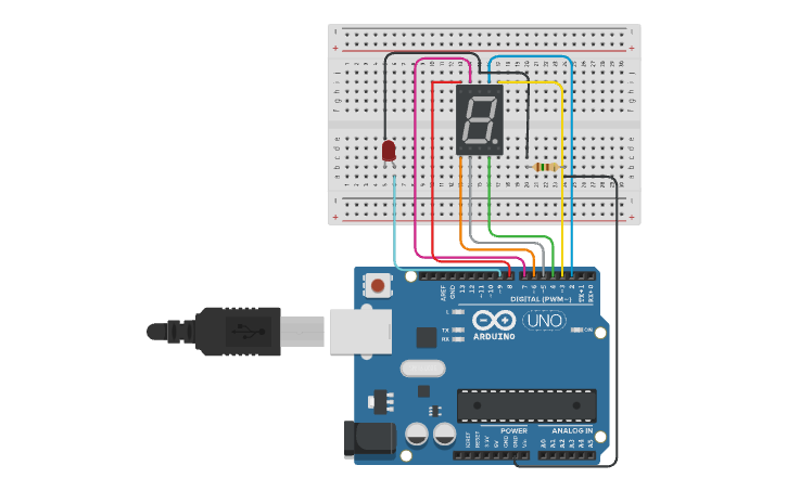 Circuit design Copy of 7 Segment Display With Led - GROUP 5 - Tinkercad