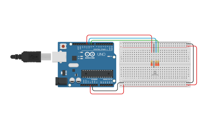 Circuit design RGB LED Color Mixing With Arduino - Tinkercad