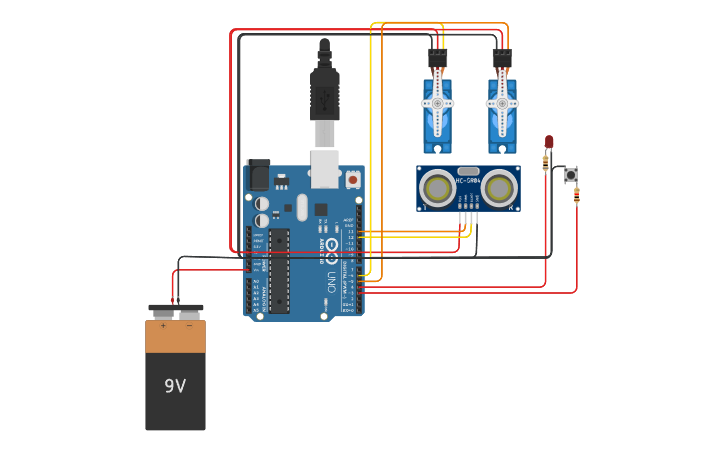 Circuit design Sumpit Otomatis - Tinkercad