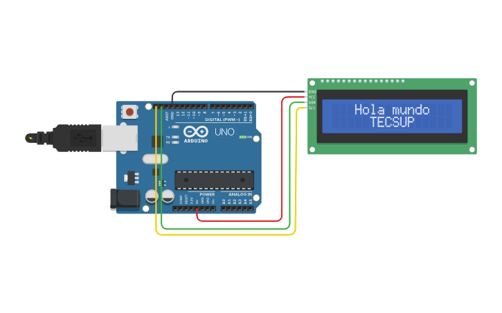 Circuit design Pantalla LCD 16x2 con I2C - Tinkercad