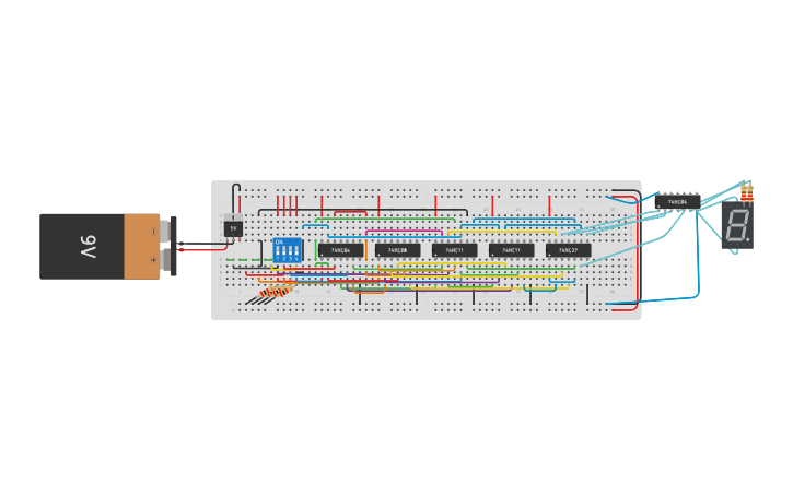 Circuit design 4 bit decoder - Tinkercad