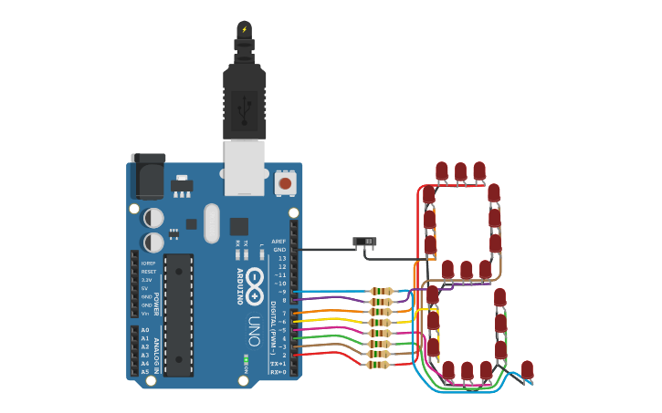 Circuit design LED Seven Segment Display - Tinkercad