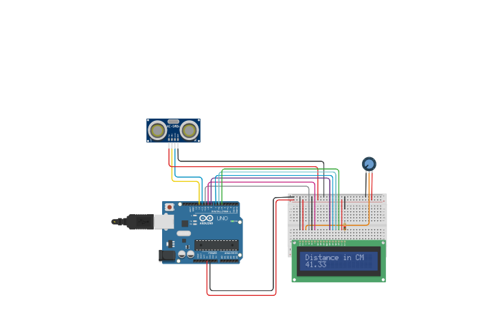 Circuit design Distance meter. - Tinkercad