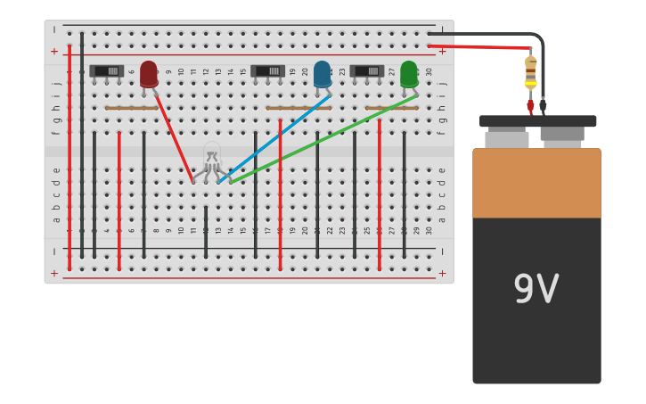 Circuit design Mixing RGB Colors with Slide Switches and three LEDs in ...