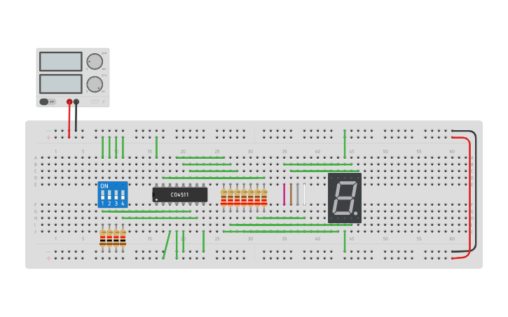Circuit design Decodificador de 7 segmentos CD4511 - Tinkercad