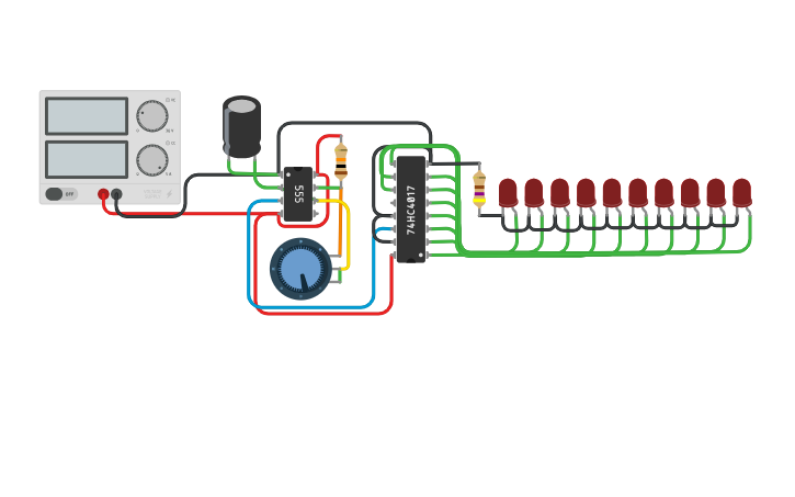 Circuit design Knight Rider - Tinkercad