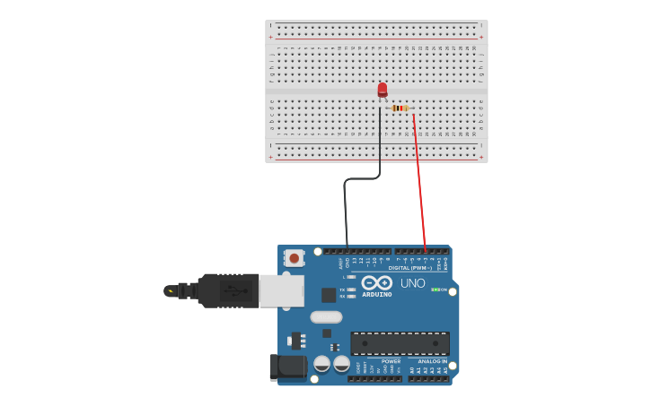 Circuit design single led - Tinkercad