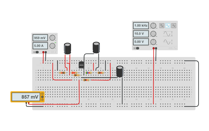 Circuit design Common Source Amplifier Using NMOS - Tinkercad