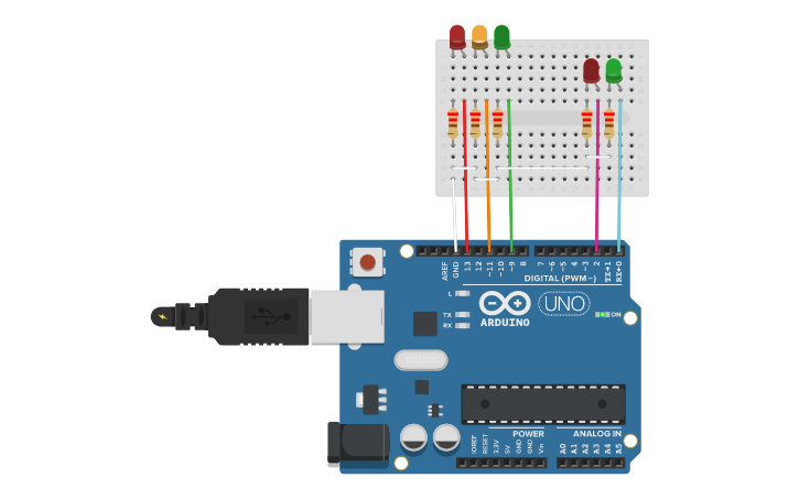 Circuit design LEDs - Tinkercad