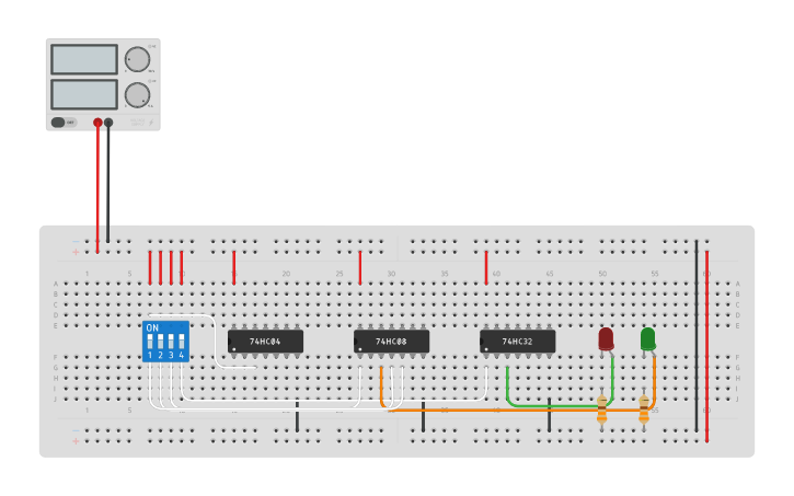 Circuit design LAB 8/1 แบบ 4 to 2 Line Encoder - Tinkercad