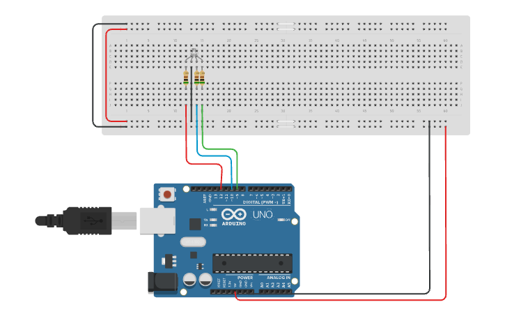 Circuit design led rgb - Tinkercad