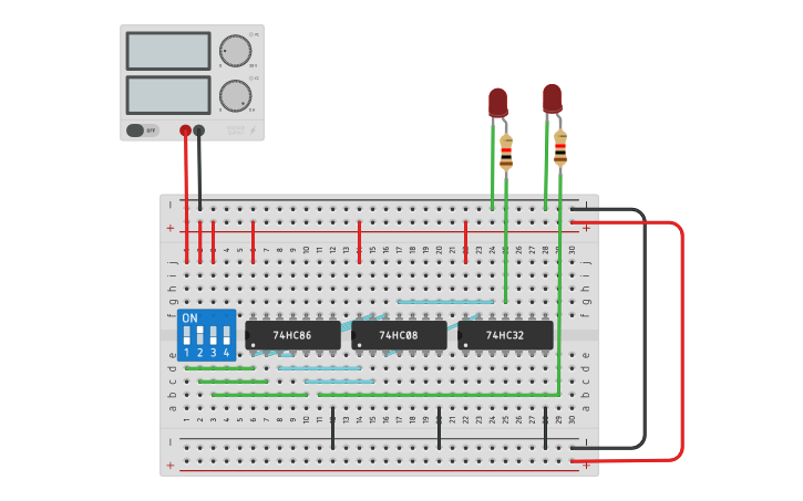 Circuit design FULL ADDER USING BASIC GATES - Tinkercad