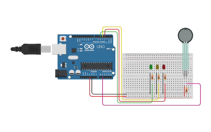 Circuit design Sensor FSR - Tinkercad
