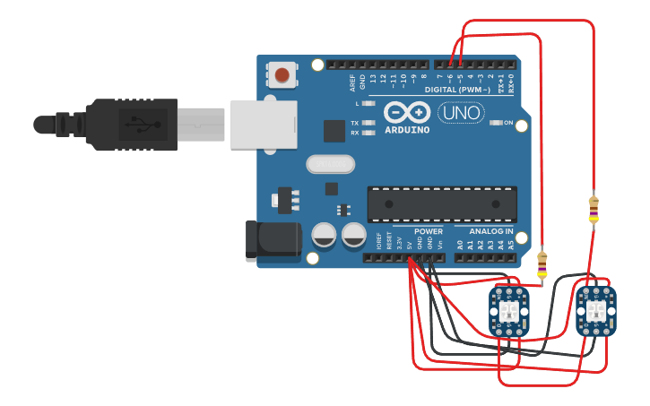 Circuit design 2 NEO PIXEIS ARDUINO - Tinkercad