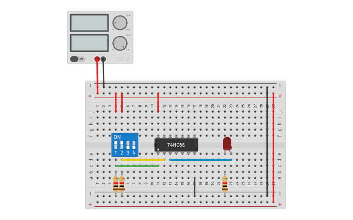 Circuit design XOR Gate - Tinkercad