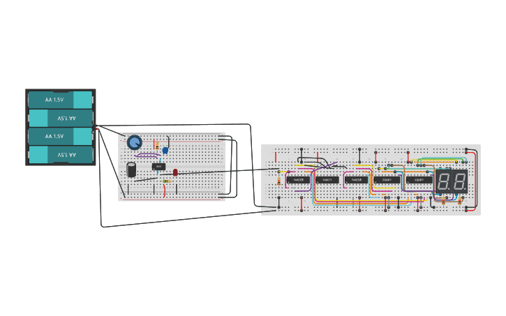 Circuit design Copy of Copy of 7 segment display 2 displays - Tinkercad