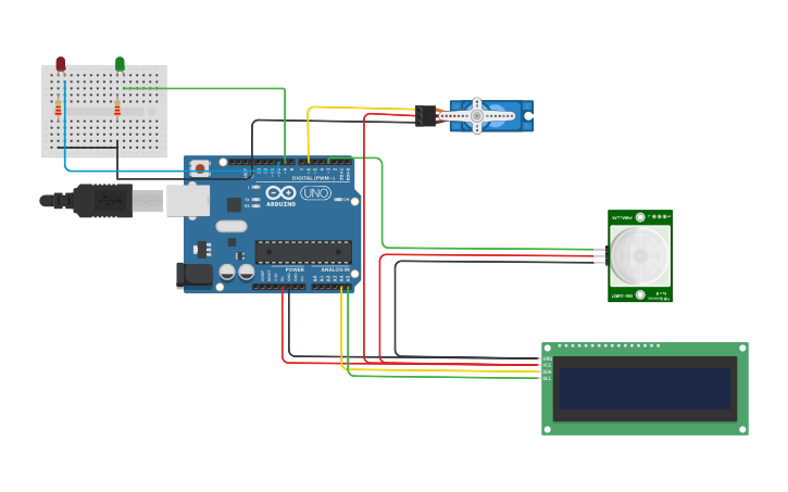 Circuit design Automatic door - Tinkercad