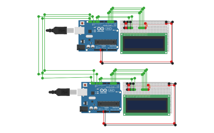 Integrate Two Arduino Circuit design Interfacing two arduino uno using I2c protocol with Lcd ...