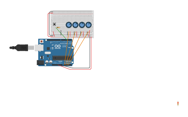 Circuit design Button/Pot layout for MIDI controller - Tinkercad