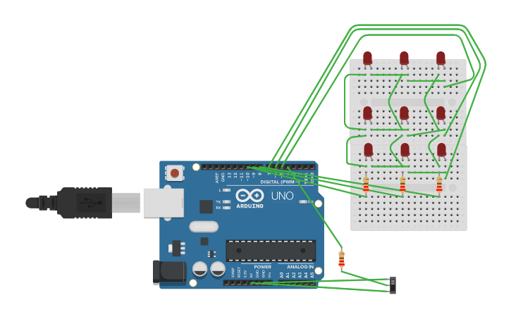 Circuit design LED Matrix - Tinkercad