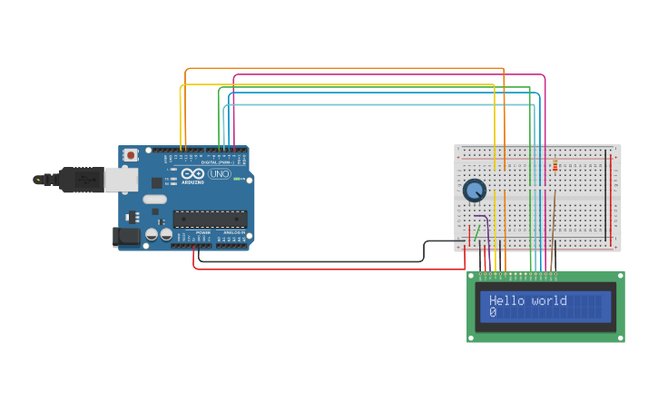 Circuit design Percobaan1_LCD_Display - Tinkercad