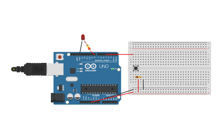 Circuit design Botao de LED - Tinkercad
