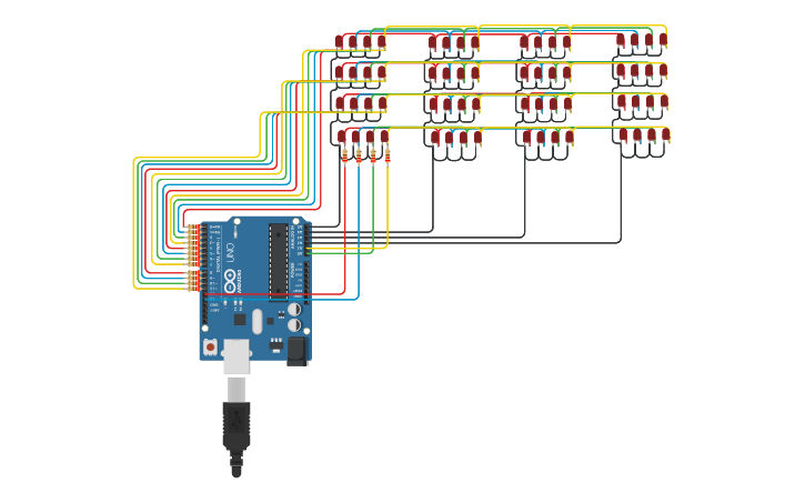 Circuit design LED Cube - Tinkercad
