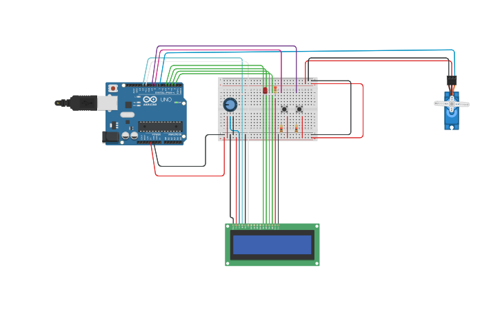 Circuit design Smart Parking System Using Arduino - Tinkercad